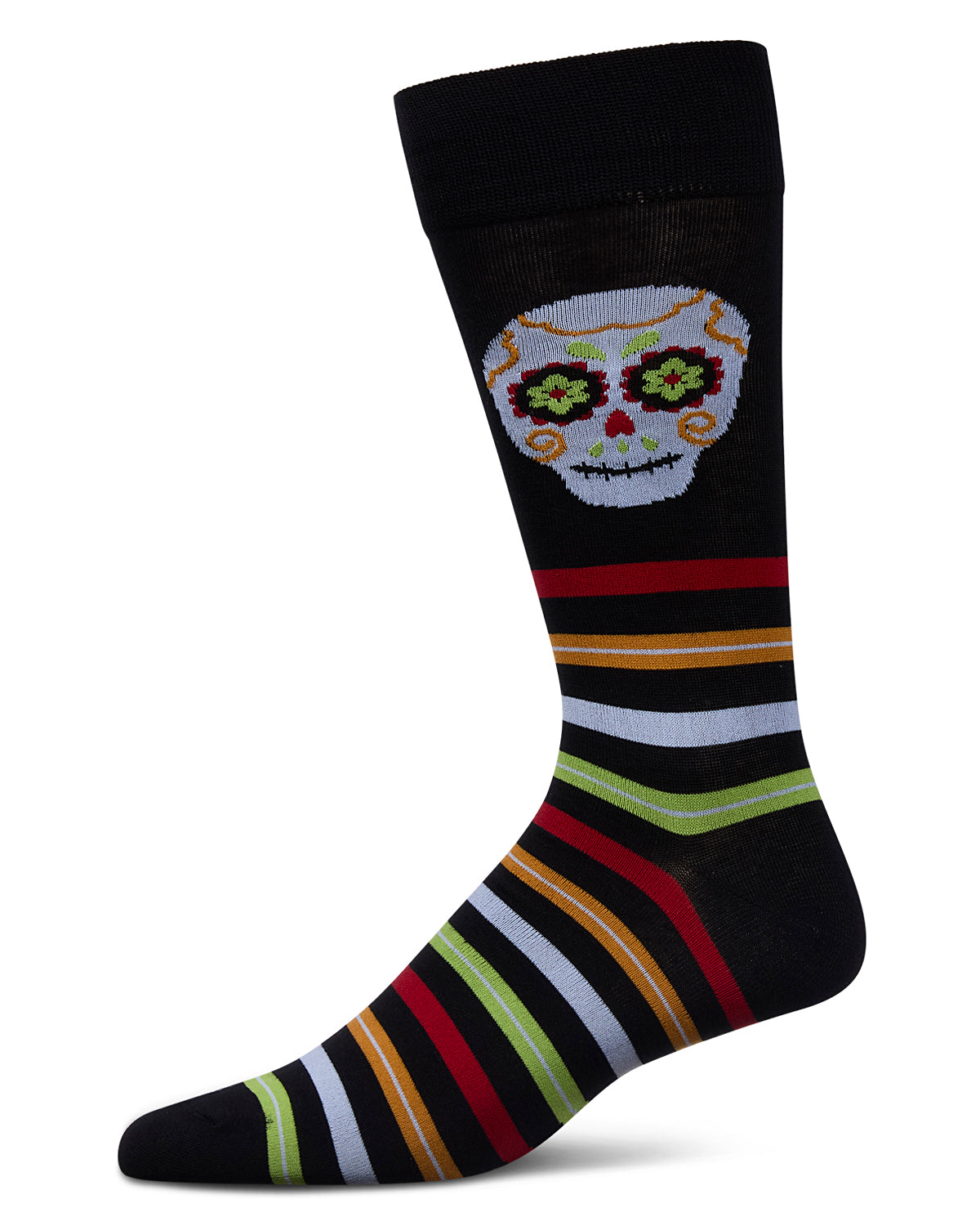 Men's Striped Skull Rayon From Bamboo Crew Socks