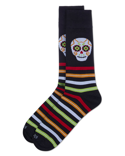 Men's Striped Skull Rayon From Bamboo Crew Socks