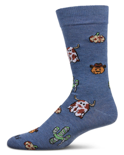 Men's Spooky Western-Themed Halloween Holiday Crew Sock