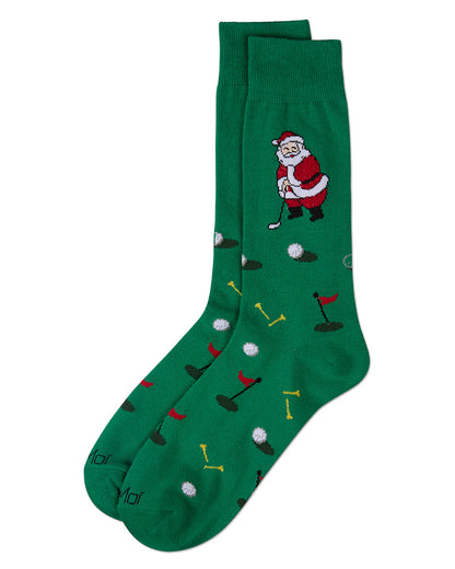 Men's Golfer Santa Holiday Crew Socks