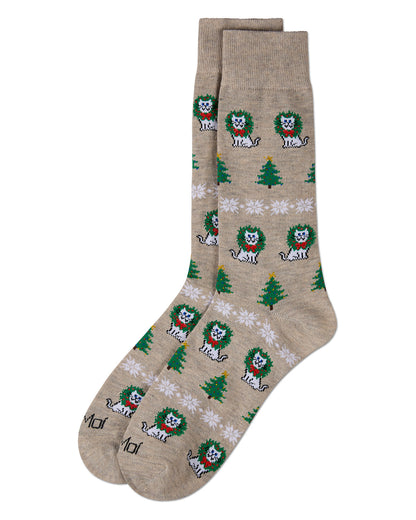Men's Fairisle Cat Holiday Crew Socks