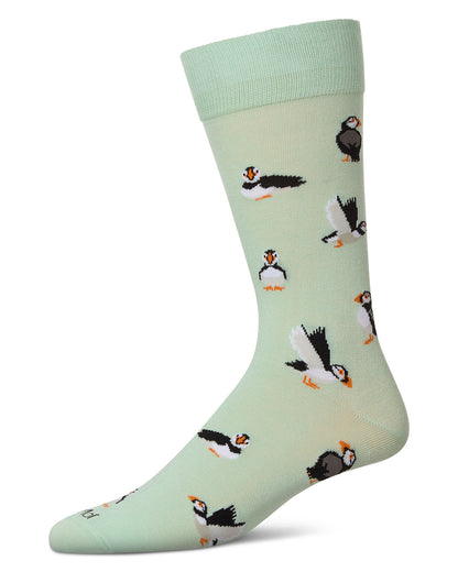Men's Puffin Birds Rayon from Bamboo Crew Socks