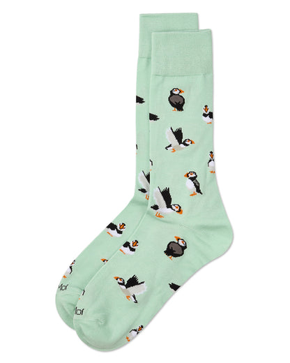 Men's Puffin Birds Rayon from Bamboo Crew Socks