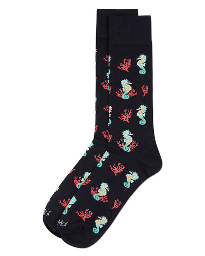 Men`s Seahorses Rayon from Bamboo Crew Socks