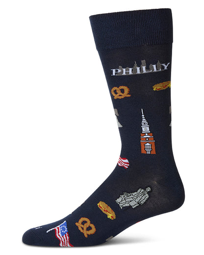 Men's Philly Themed Rayon Blend Novelty Crew Sock