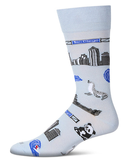 Men's San Diego Themed Rayon Blend Novelty Crew Sock