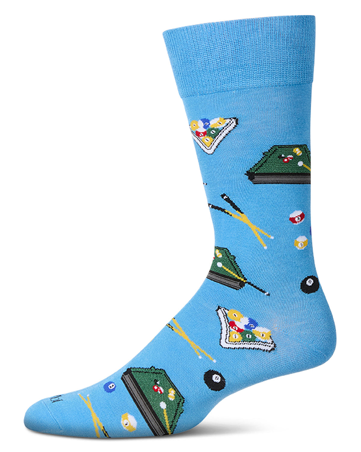 Men's "Shoot Pool" Rayon Blend Novelty Crew Sock