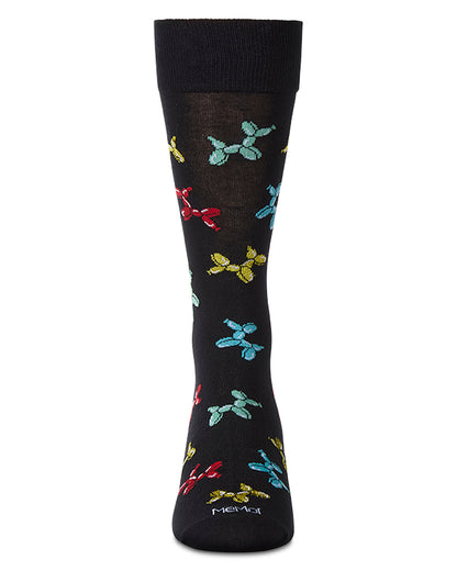 Men's "Balloon Animals" Rayon Blend Novelty Crew Sock