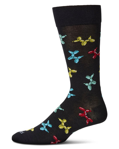 Men's "Balloon Animals" Rayon Blend Novelty Crew Sock