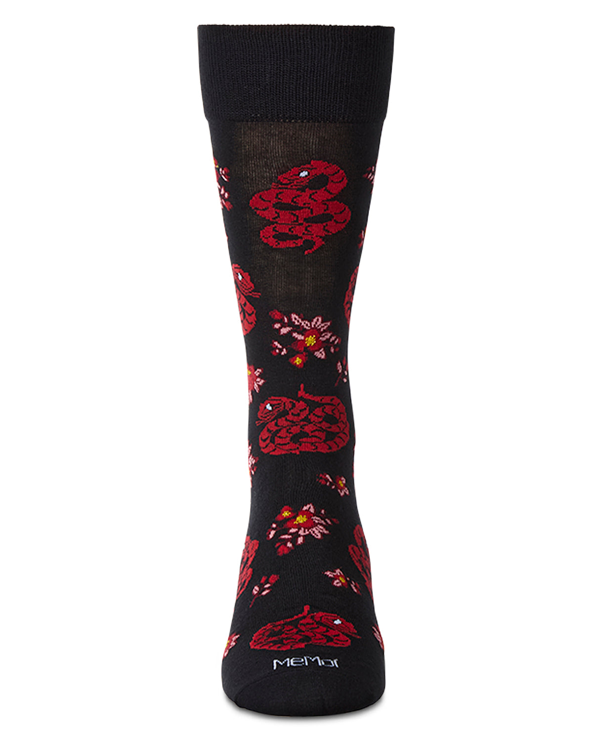 Men's Snake-Themed Rayon Blend Novelty Crew Sock