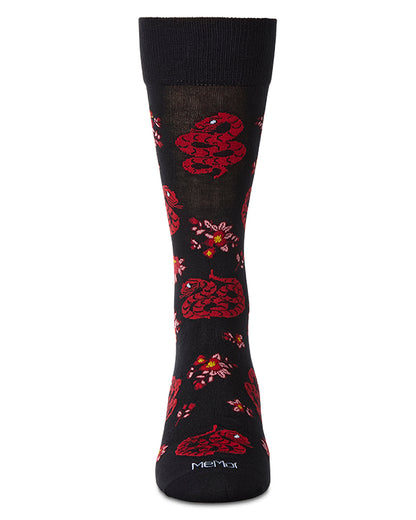 Men's Snake-Themed Rayon Blend Novelty Crew Sock