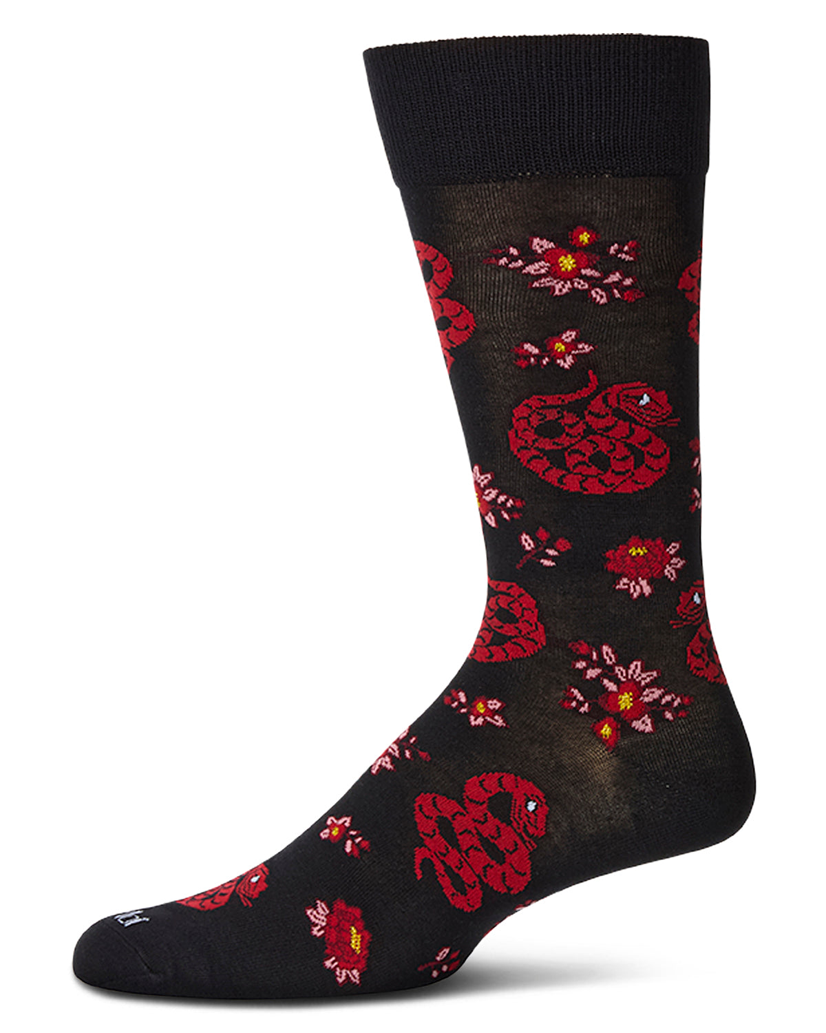 Men's Snake-Themed Rayon Blend Novelty Crew Sock