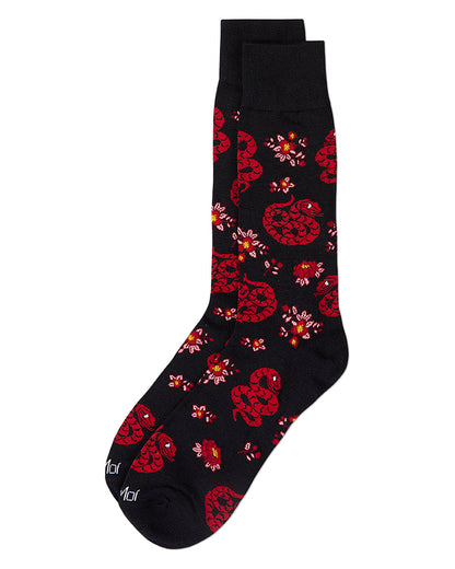 Men's Snake-Themed Rayon Blend Novelty Crew Sock