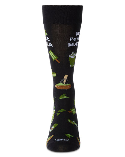 Men's "My Perfect Matcha" Rayon Blend Novelty Crew Sock