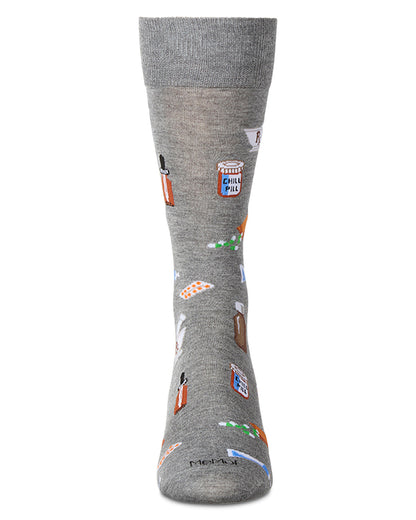 Men's RX-Themed Rayon Blend Novelty Crew Sock