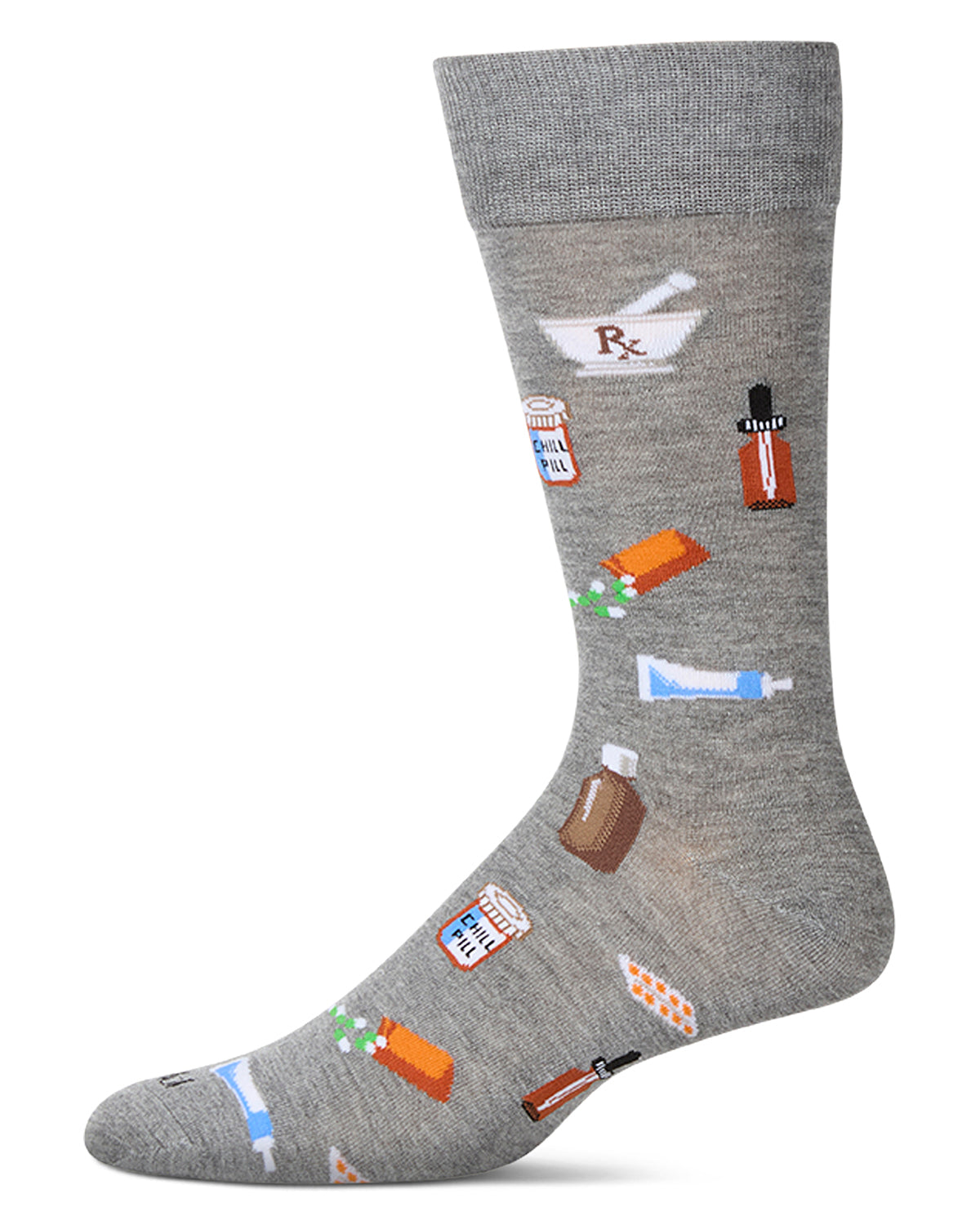 Men's RX-Themed Rayon Blend Novelty Crew Sock