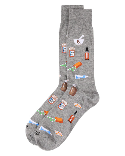 Men's RX-Themed Rayon Blend Novelty Crew Sock