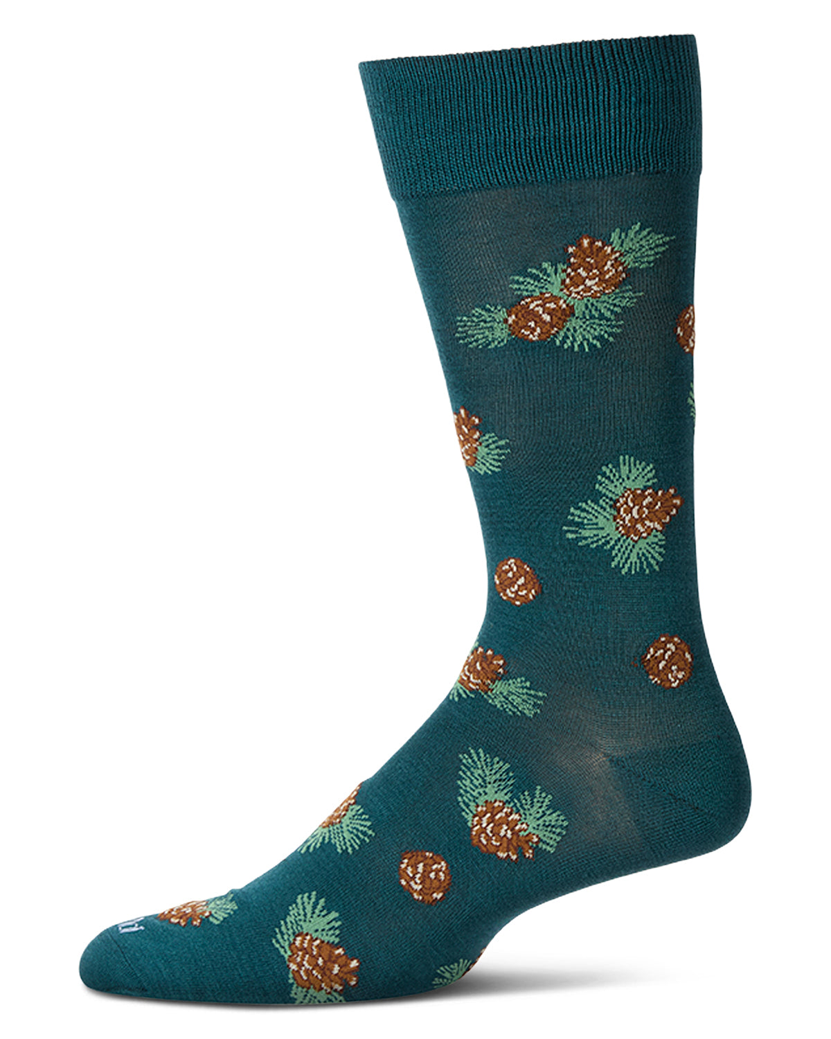 Men's Pinecones Themed Rayon Blend Novelty Crew Sock