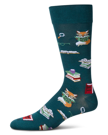 Men's "Book Nerd" Rayon Blend Novelty Crew Sock