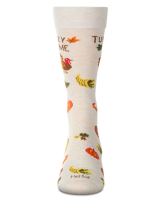 Men's "Turkey Time" Thanksgiving Holiday Novelty Crew Sock