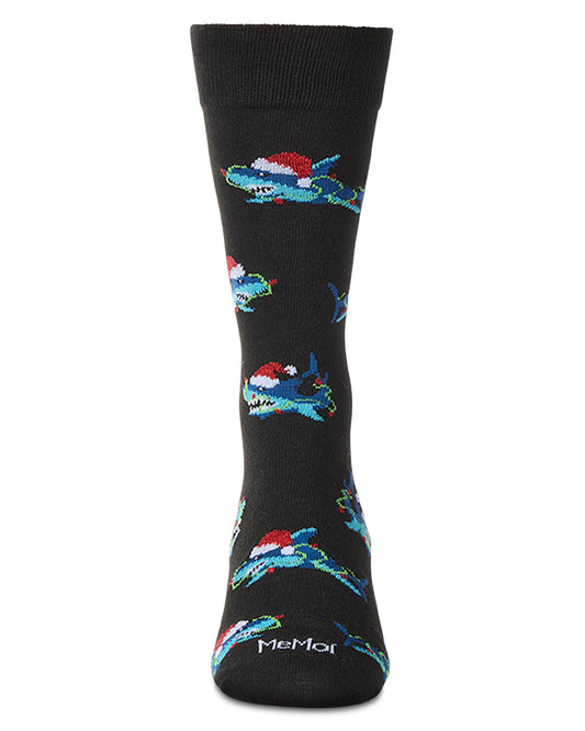 Men's "Santa Shark" Christmas Holiday Novelty Crew Sock
