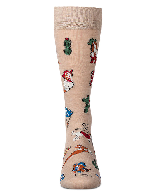 Men's "Rodeo Dogs" Rayon-Blend Novelty Crew Sock
