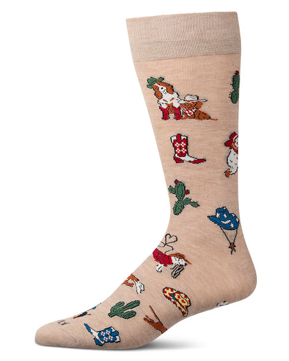 Men's "Rodeo Dogs" Rayon-Blend Novelty Crew Sock