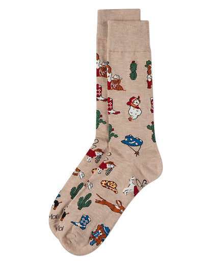 Men's "Rodeo Dogs" Rayon-Blend Novelty Crew Sock