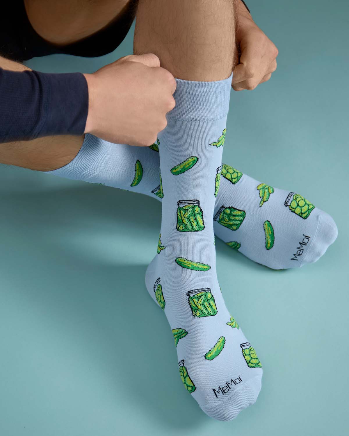 Men's Pickles-Themed Rayon-Blend Novelty Crew Sock