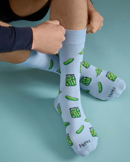 Men's Pickles-Themed Rayon-Blend Novelty Crew Sock