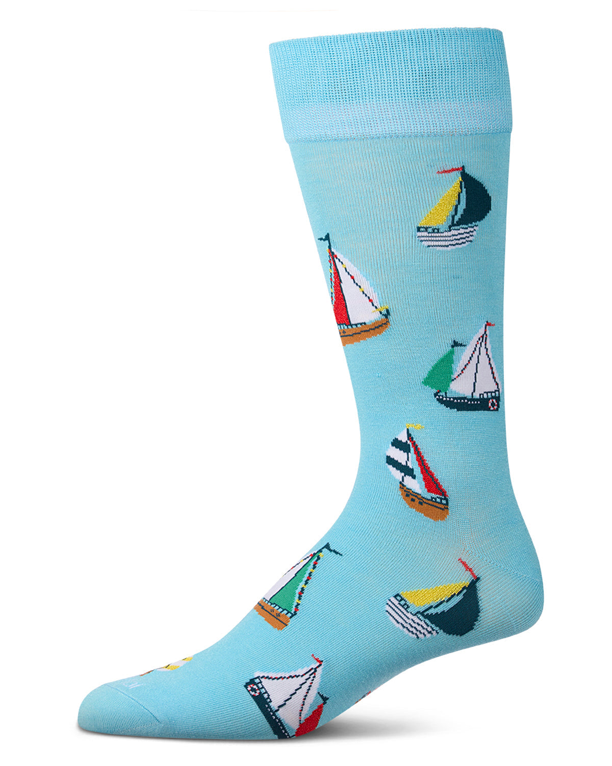 Men's "Sail Away" Rayon-Blend Novelty Crew Sock