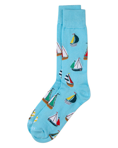 Men's "Sail Away" Rayon-Blend Novelty Crew Sock
