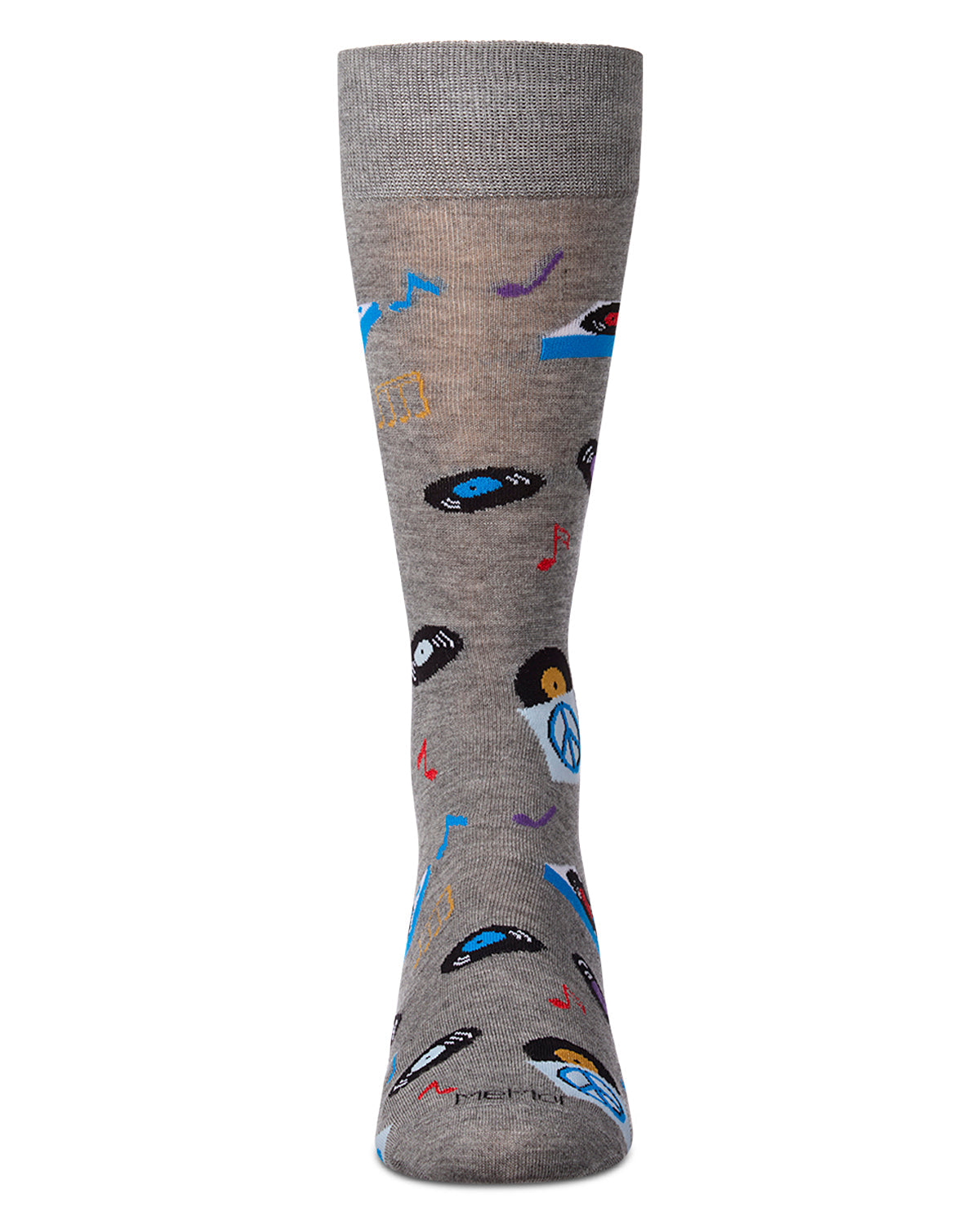 Men's "Vinyl Tunes" Rayon-Blend Novelty Crew Sock