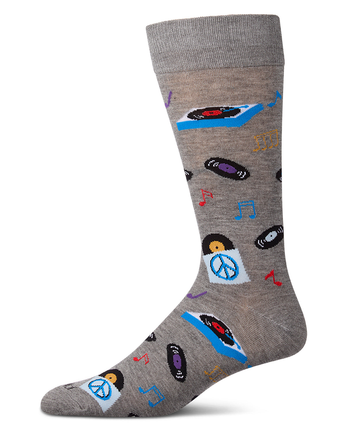 Men's "Vinyl Tunes" Rayon-Blend Novelty Crew Sock