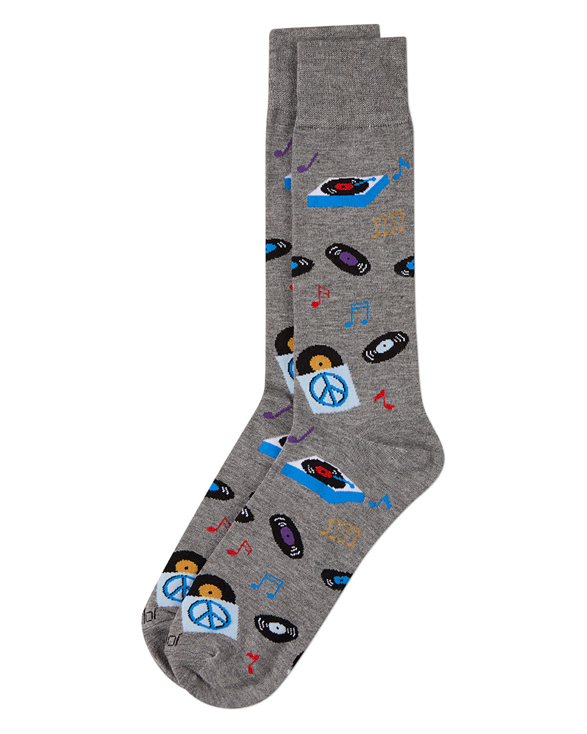 Men's "Vinyl Tunes" Rayon-Blend Novelty Crew Sock