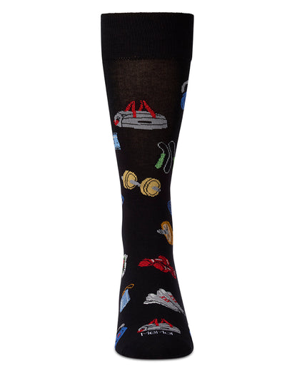 Men's Workout-Themed Rayon-Blend Novelty Crew Sock