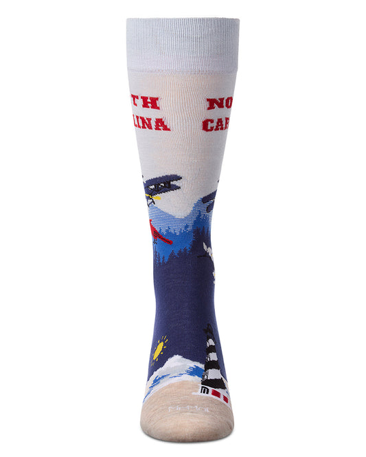 Men's North Carolina-Themed Rayon-Blend Novelty Crew Sock
