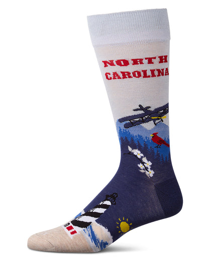 Men's North Carolina-Themed Rayon-Blend Novelty Crew Sock