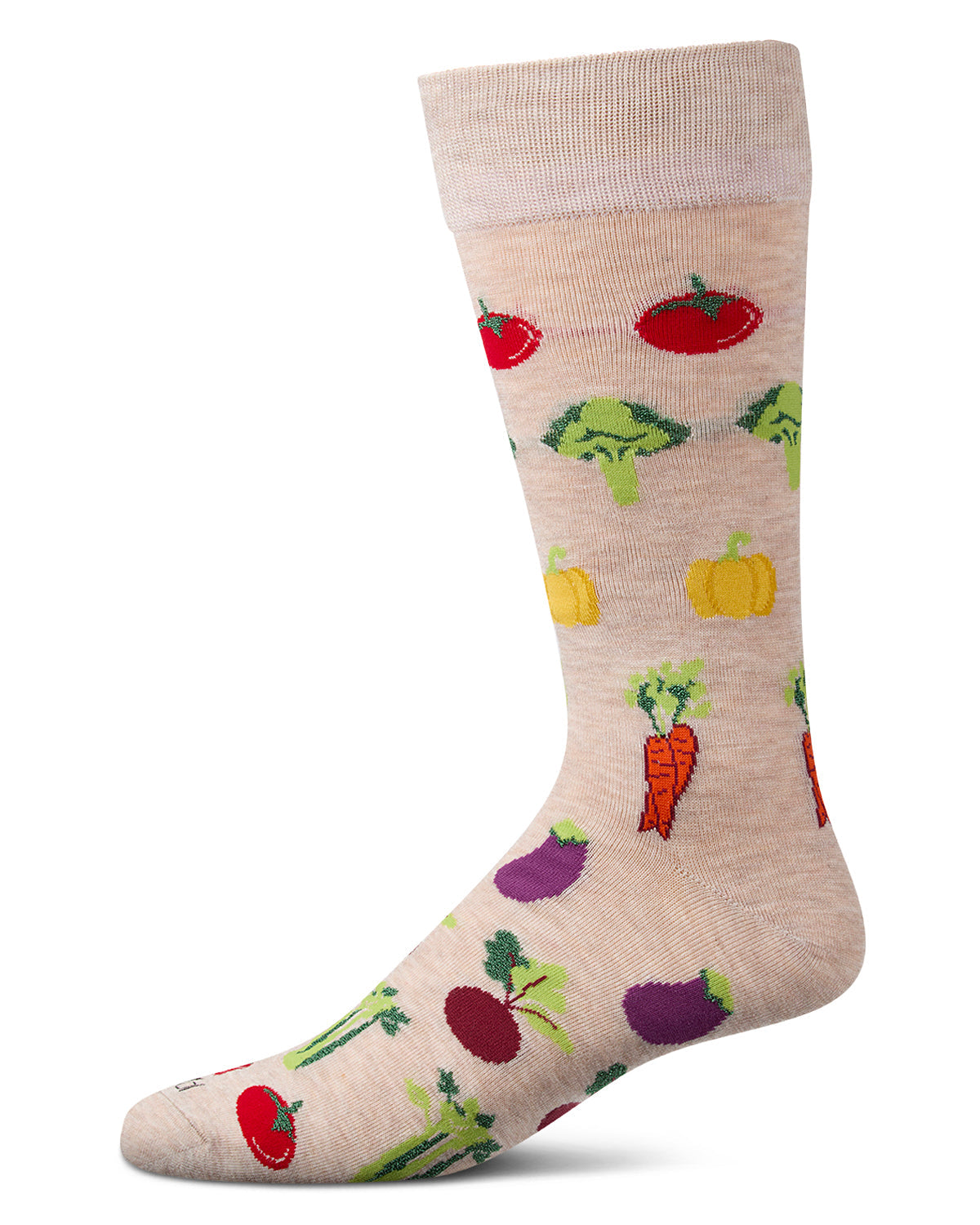 Men's Veggies-Themed Rayon Blend Fine-Gauge Novelty Crew Sock