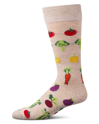 Men's Veggies-Themed Rayon Blend Fine-Gauge Novelty Crew Sock