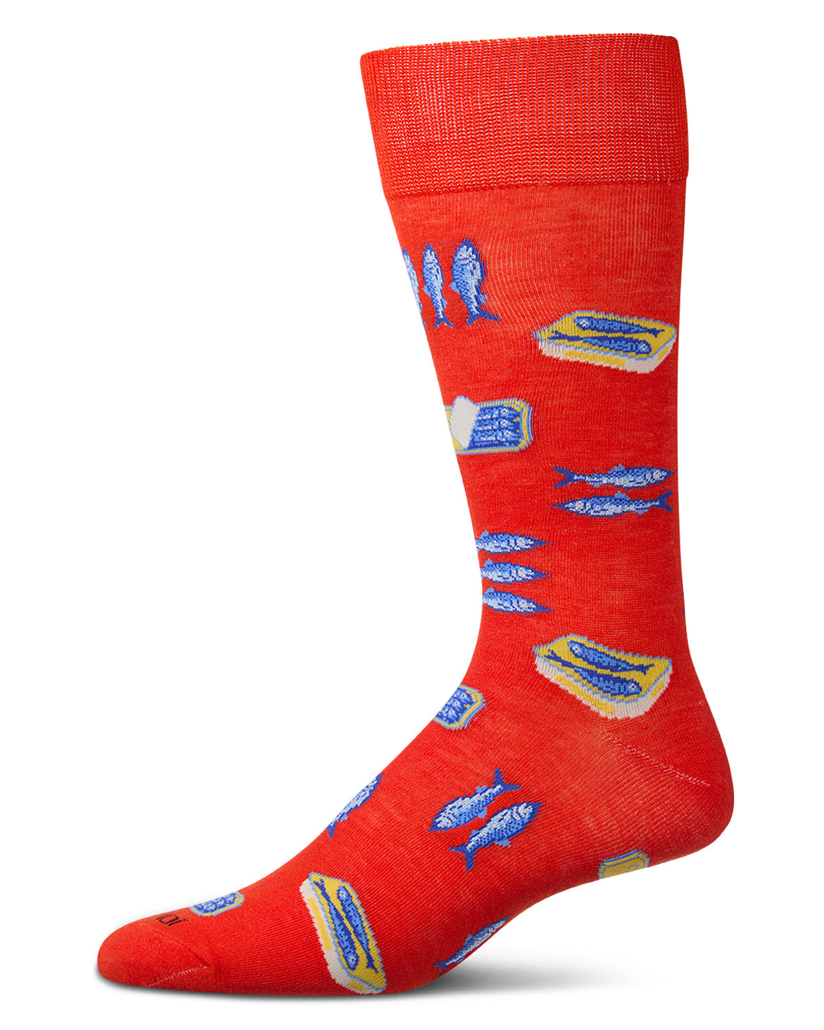 Men's Sardines-Themed Rayon-Blend  Novelty Crew Sock