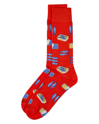 Men's Sardines-Themed Rayon-Blend  Novelty Crew Sock
