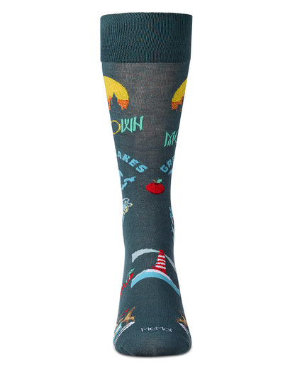 Men's Michigan-Themed Rayon-Blend Novelty Crew Sock