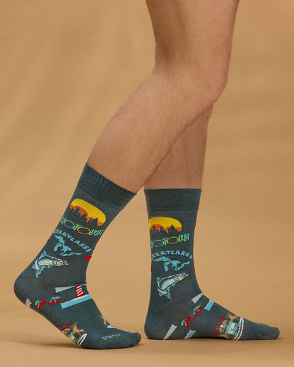 Men's Michigan-Themed Rayon-Blend Novelty Crew Sock