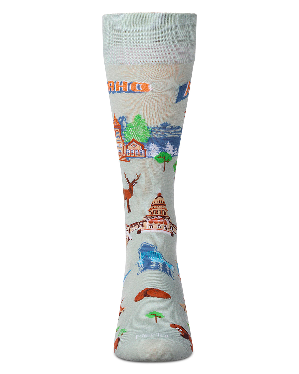 Men's Idaho-Themed Rayon-Blend Novelty Crew Sock