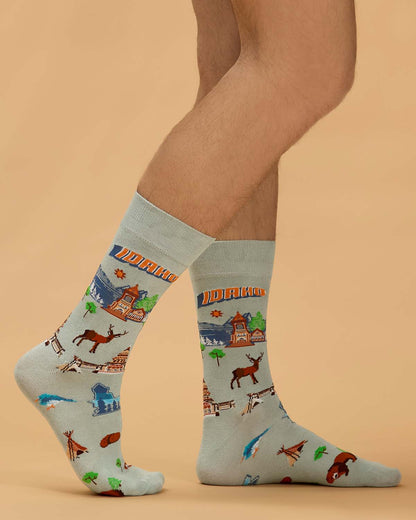 Men's Idaho-Themed Rayon-Blend Novelty Crew Sock
