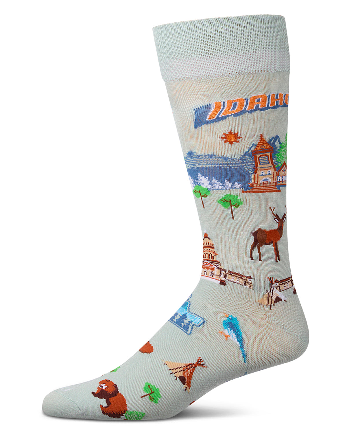 Men's Idaho-Themed Rayon-Blend Novelty Crew Sock