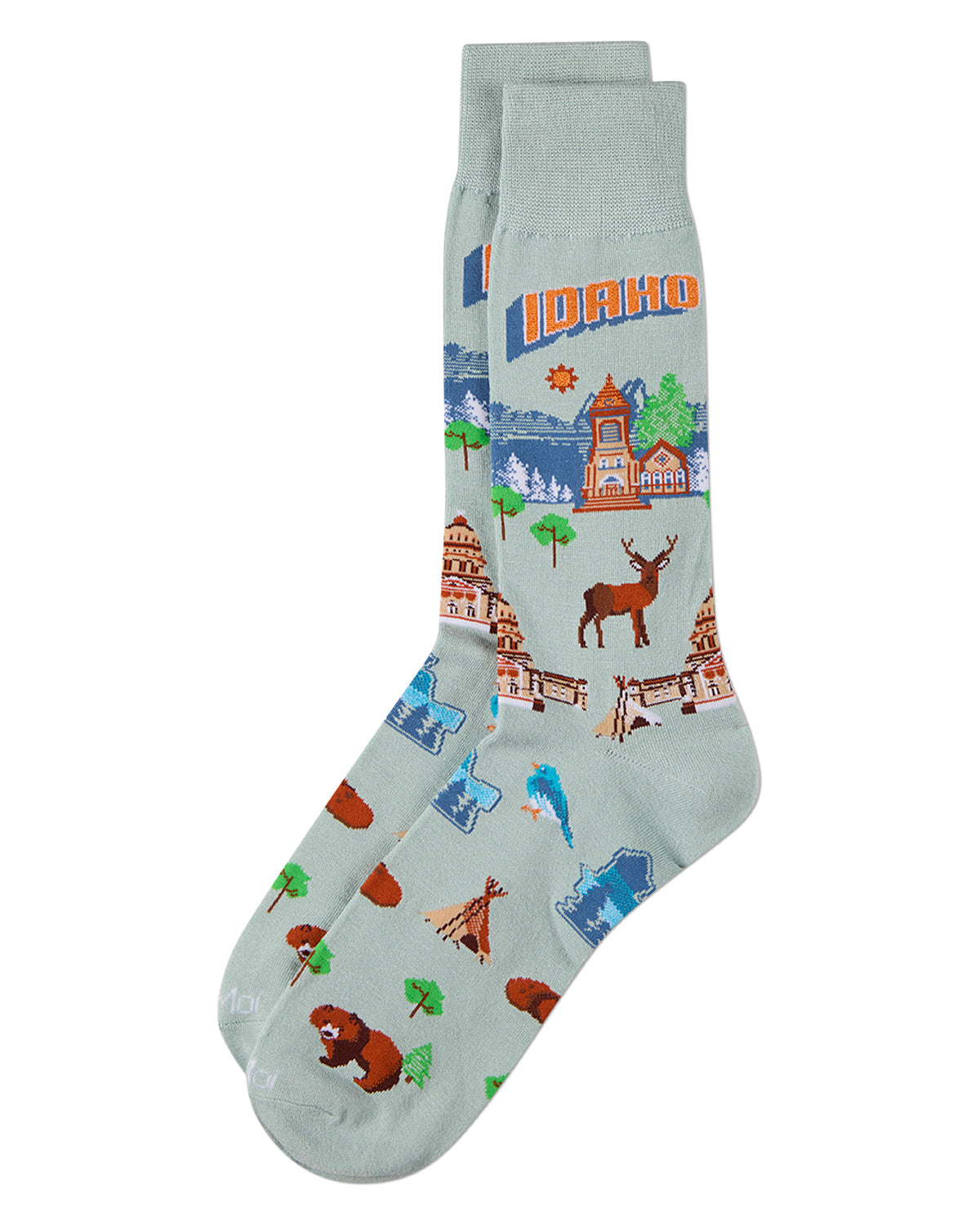 Men's Idaho-Themed Rayon-Blend Novelty Crew Sock