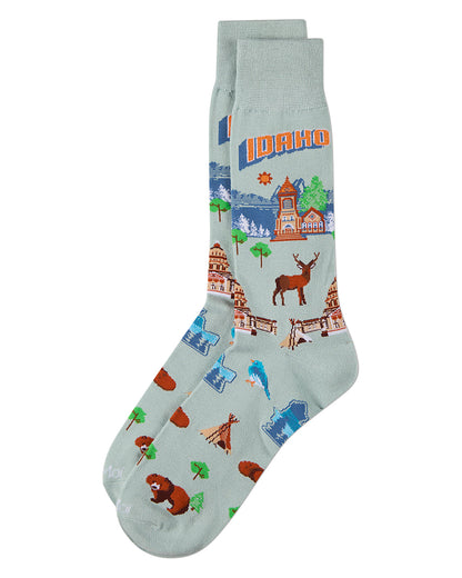 Men's Idaho-Themed Rayon-Blend Novelty Crew Sock