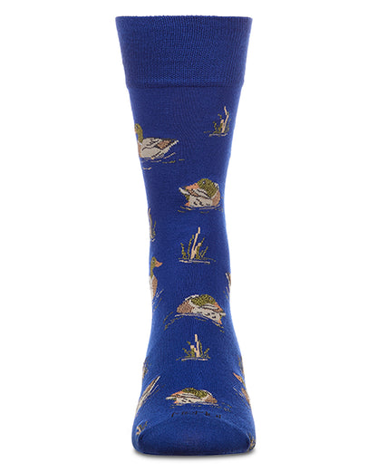 Men's Mallard-Themed Rayon-Blend Fine-Gauge Novelty Crew Sock